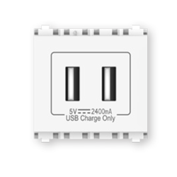 F01G85 เต้ารับ USB 2 ช่อง (5V 2.4A) สีขาว OPPLE F01G85