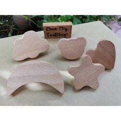 มือจับไม้ มือจับลิ้นชัก มือจับเฟอร์นิเจอร์ หรือใช้เป็นที่แขวนของ ตกแต่งห้องนอนเด็ก รูป หมี ดวงจันทร์ ดาว หัวใจ ก้อนเมฆ ไม้บีชเนียนๆ