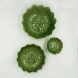 CDC-017 จานเซรามิคสีเขียว จานชามเซรามิคเข้าไมโครเวฟได้ ทนความร้อนสูง ใส่อาหารปลอดภัย