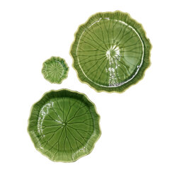 CDC-A009 จานเซรามิคสีเขียว จานชามเซรามิคเข้าไมโครเวฟได้ ทนความร้อนสูง ใส่อาหารปลอดภัย