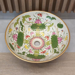 CSB-140RMA อ่างล้างหน้าเซรามิคแบบลอย อ่างล้างมือเซรามิกแบบวางบนเคาน์เตอร์ อ่างเขียนลาย อ่างเบญจรงค์