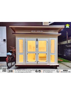 บ้านหมา บ้านแมว " 𝐌𝐨𝐝𝐞𝐫𝐧 𝐒𝐭𝐲𝐥𝐞 " หลังใหญ่ พร้อมตะแกรงเหล็ก มุ้งลวดทั้งหลัง