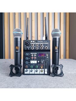 TADA MX-220 mixer พร้อมไมค์ลอย2ตัว ธาดา รุ่น MX 220 MX220 มิกเซอร์พร้อมไมค์ลอยคู่ มิกเซอร์ EQ ปรับโทนเสียง เอไอ-ไพศาล