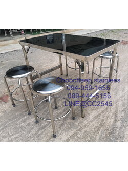 ชุดโต๊ะเก้าอี้สเตนเลส - ร้านอาหาร แบบ B