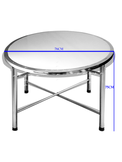 โต๊ะกลมสเตนเลส - ขาจีน พับไขว้ ถอดได้