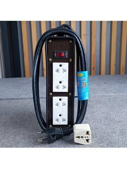 SOKAWA บล็อคยาง2x6+ปลั๊กกราวด์คู่(มอก.)10A สาย5เมตร สายขนาด3x1MM ปลั๊กไฟ ปลั๊กพ่วง บล็อคยาง4ช่อง พร้อมสายไฟ เอไอ-ไพศาล