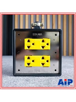 บล็อคยาง4x4 พร้อมปลั๊กกราวด์คู่ ABSสีเหลือง บล็อคยางไฟฟ้า บล๊อคไฟ 4x4 ปลั๊กพ่วงไฟฟ้า บล็อคยาง 4x4 กันกระแทรก