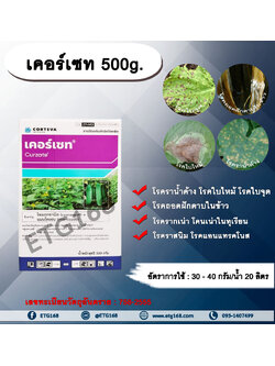เคอร์เซท 500g. ไซมอกซานิล+แมนโคเซบ สารกำจัดเชื้อรา โรคราน้ำค้างแตงกวา แตงโม แคนตาลูป โรคใบไหม้ โรคใบจุด โรครากเน่าโคนเน่าทุเรียน โรคถอดฝักดาบในข้าว โรคราสนิม โรคแอนแทรคโนสเชื้อรา