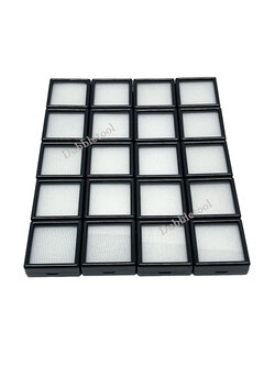 กล่องพลอย กล่องใส่พลอย 4x4Cm. กล่องพลอยสีดำพื้นสีขาว กล่องโชว์เพชรพลอย กล่องใส่จิวเวลรี่ กล่องใส่อัญมณี พื้นเป็นกำมะหยีรองด้วยฟองน้ำ