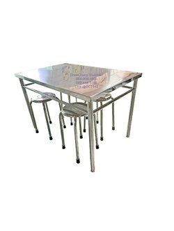 ชุดโต๊ะเก้าอี้สเตนเลส - ร้านอาหาร แบบ C