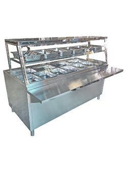 เคาน์เตอร์ อุ่น ข้าวแกง/อาหาร 10 ถาด (มีพาไล+ชั้นกลาง)