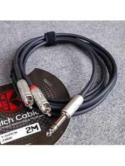 2เมตร KIRLIN Y-344PR สาย PHONE สเตอริโอ ออก RCAx2 ยาว 2เมตร 24awg สายTRS - RCAx2 สายสัญญาณสำเร็จรูป เอไอ-ไพศาล