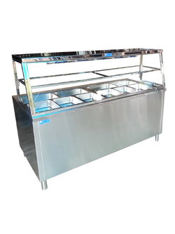 เคาน์เตอร์ อุ่น ข้าวแกง/อาหาร 10 ถาด (มีชั้นกลาง+ประตูเปิด-ปิด)