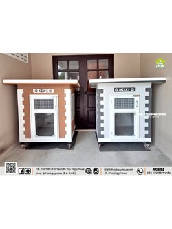 บ้านหมา บ้านแมว " 𝐁𝐎𝐗 𝐒𝐓𝐘𝐋𝐄 " หลังขนาดกลางพอดีๆ กำลังน่ารัก มีพร้อมตะแกรงเหล็ก มุ้งลวด