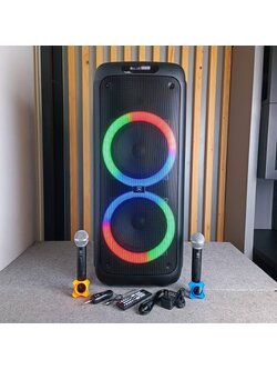 PROEUROTECH KF-10SE ตู้ลำโพง PARTY 10นิ้วx2 พร้อมไมค์ลอย KF 10SE KF10SE ลำโพงล้อลาก+ไมค์ลอย ตู้ลำโพงมีแอมป์ในตัว 10นิ้ว 2ทาง มีไฟกระพริบตามเสียงเพลง PROEURO TECH เอไอ-ไพศาล