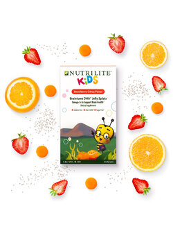 Nutrilite™ Kids Brainiums DHA™ Jelly Splat น้ำมันปลาเด็ก รสส้ม-สตรอเบอรี่