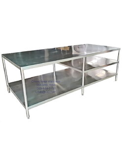 โต๊ะสเตนเลส-จัดเตรียมอาหารในครัว 3 ชั้น ยาว 230 ซม