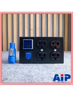 TECHCRON BOX-4VA ปลั๊กดำ จอน้ำเงิน บล็อกปลั๊กไฟ กล่องปลั๊กไฟ วัสดุทำจากเหล็ก มีหน้าจอแสดงผล โวลท์ แอมป์ กล่องปลั๊กพ่วง 4 ช่อง แถมฟรี ปลั๊กเพาเวอร์คอน BOX 4 VA BOX4VA เอไอ-ไพศาล