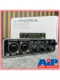 BEHRINGER UMC202HD BEHRINGER U-PHORIA UMC 202HD (USB ออดิโอ อินเตอร์เฟส ขนาด 2 แชนแนล ความละเอียด 24-bit/192kHz พร้อมปรีไมค์ระดับโลกจาก MIDAS) UMC 202 HD +++