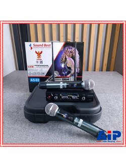 SOUNDBEST AS-02 ไมค์ลอยคู่ UHF ไมค์ลอยแบบถือ ไมโครโฟน ไมค์ลอยไร้สายแท้ รุ่น AS 02 AS02 เอไอ-ไพศาล +++