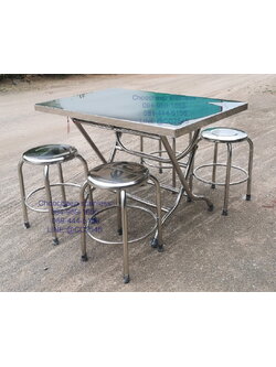 ชุดโต๊ะเก้าอี้สเตนเลส - ร้านอาหาร แบบ A