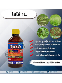 ไซโค่ 1L. บิวทาคลอร์ คุมเลน นาหว่านน้ำตม สารคุมหญ้า คุมวัชพืช คุมหญ้าในนาข้าว คุมหญ้าใบแคบ คุมหญ้าใบกว้าง คุมกก หญ้าดอกขาว หญ้านกสีชมพู หญ้าข้าวนก หญ้าแดง ผักปอดนา หนวดปลาดุก กะเม็ง