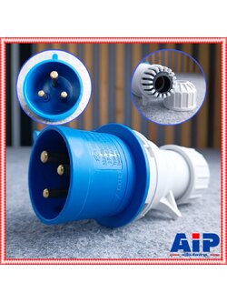 ปลั๊กP023 3ขา 32Aสีฟ้า สำหรับเข้าสาย ปลั๊กใหญ่ตัวผู้ ปลั๊ก3ขาตัวผู้ ปลั๊กสำหรับต่อสาย พาวเวอร์ปลั๊ก เอไอ-ไพศาล