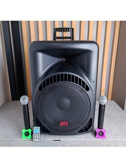 NPE ตู้ลำโพงมีแอมป์ MK-12BAT BLUETOOTH USB FM RECORD MK12 BAT พร้อมไมค์ลอย 2 ตัว มีแบตในตัวชาร์จได้ มีล้อลาก MK12BAT