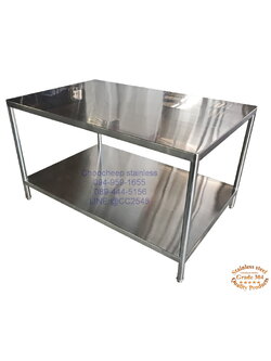 โต๊ะสเตนเลส-จัดเตรียมอาหารในครัว 2 ชั้น ยาว 140 ซม.