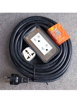 SOKAWA บล็อคยาง2x4 สาย15เมตร มอก. สายขนาด3x1.5MM ปลั๊กไฟ ปลั๊กพ่วง บล็อคยาง2ช่อง พร้อมสายไฟ เอไอ-ไพศาล