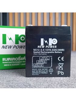 NEW POWER 12V 5AH แบตเตอรี่แห้ง แบตเตอรี่ UPS 5A Battery แบตสำหรับสำรองไฟ แบตUPS แบตเตอรี่UPS เครื่องสำรองไฟฉุกเฉิน เอไอ-ไพศาล