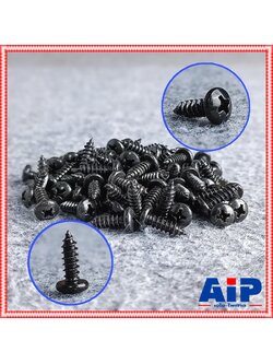 ประมาณ100ตัว สกรูPHดำ 8X1/2" สกรูเกลียวปล่อย น็อตเกลียวปล่อย น็อตดำเกลียวปล่อย1/2นิ้ว สกรูดำหัวกลมเล็กเกลียวปล่อย เอไอ-ไพศาล