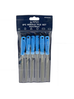 Apex ตะไบช่าง ตะไบชุด 6 ตัว/1ชุด 4x160mm.(6อัน/ชุด) ตะไบพร้อมด้ามสีฟ้า