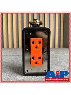 บล็อคยาง2x4 พร้อมปลั๊กกราวด์คู่ ABS สีส้ม BOXยาง กล่องยาง2x4 บล็อคยางปลั๊กกราวด์คู่ABSสีส้ม บล็อคยาง2x4 บล็อคABS เอไอ-ไพศาล