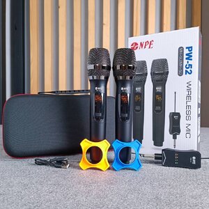 NPE PW-52 /MH-5U/MH-5U ไมค์ลอย PW 52 เครื่องรับเล็ก พร้อมกระเป๋าเก็บไมค์ ชุดไมโครโฟน ไร้สาย ถือคู่แบบพกพา PW52 / MH5U เอไอ-ไพศาล