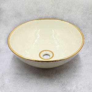 อ่างเซรามิคงานเทคนิคสี+วนขอบทอง (Sinks Handcraft+Colour Technique+Gold Rim)