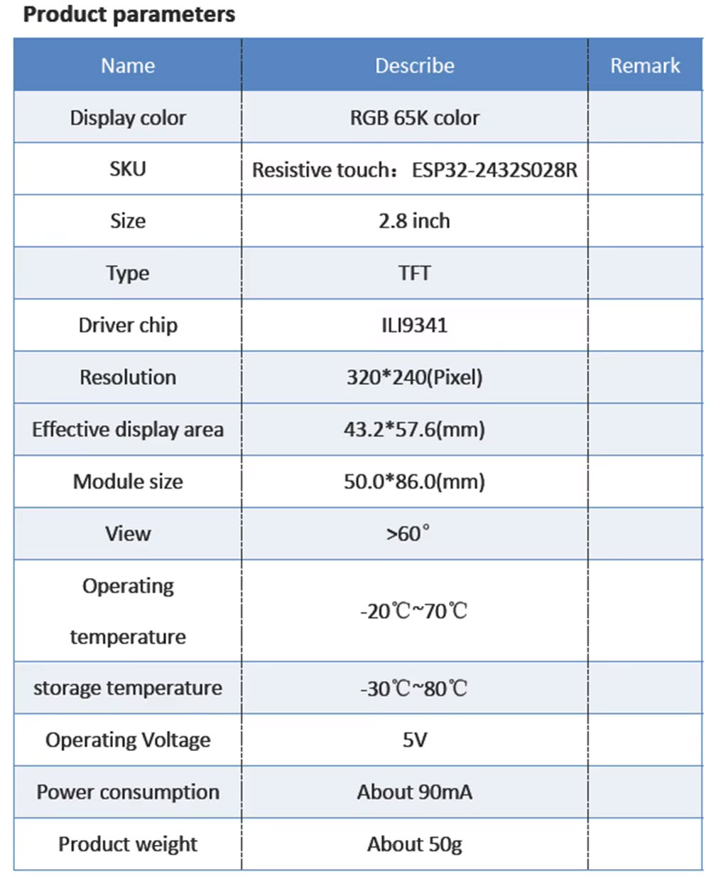 2.8'' ESP32 Module ESP32-2432S028R 240*320 Smart Display Screen 2.8inch LCD TFT Module ILI9341 Driver