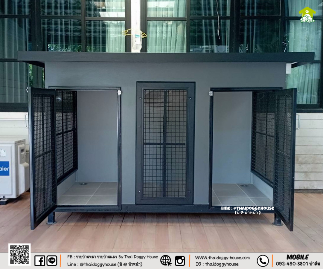 บ้านหมา บ้านแมว 𝐁𝐎𝐗 𝐒𝐓𝐘𝐋𝐄 พร้อมตะแกรงเหล็ก+ มุ้งลวดทั้งหลัง แบ่งกั้นห้องเพิ่มได้ 2 ห้อง