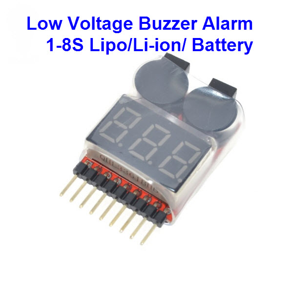 1-8S Lipo/Li-ion/Fe Battery Voltage 2IN1 Tester Low Voltage Buzzer Alarm