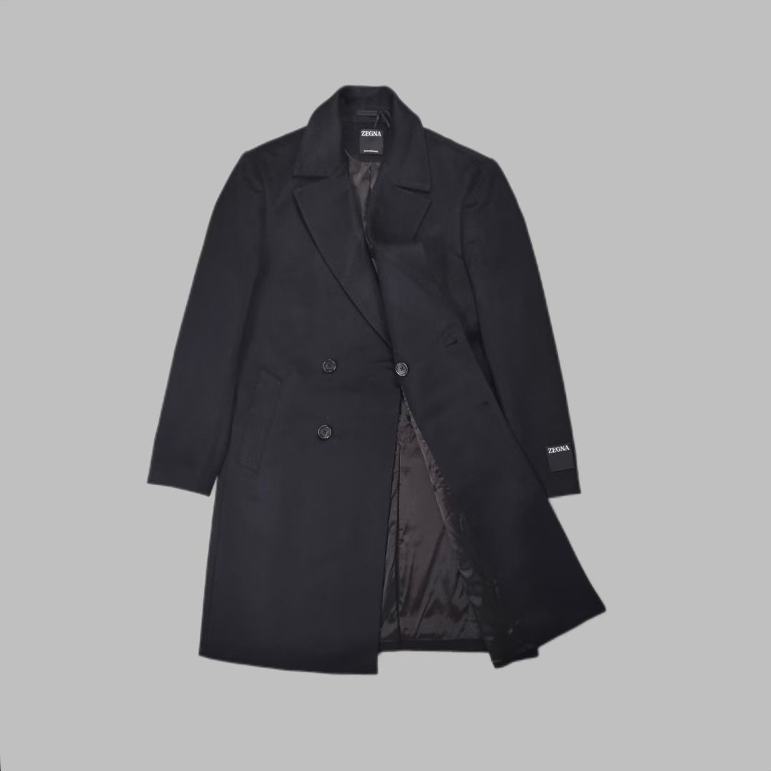 เสื้อโค้ท Ermenegildo Zegna Black Cashmere Double Breasted Coat สินค้าใหม่ ของแท้