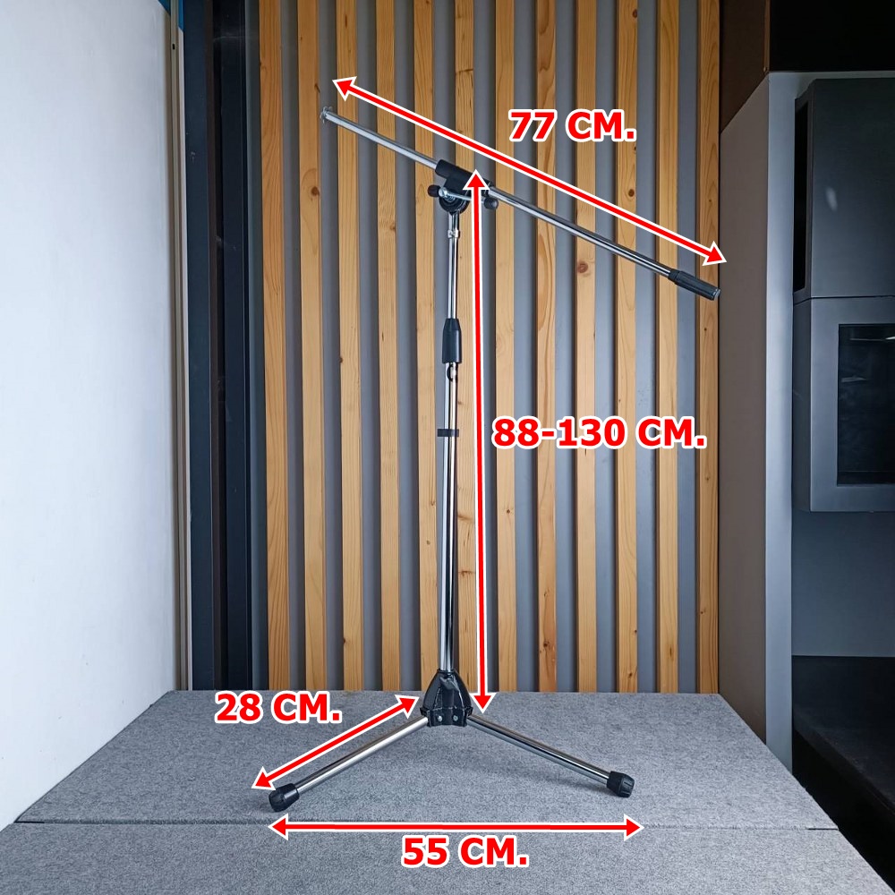 SUPER ขาตั้งไมค์บูม ขาตั้งไมค์ตั้งพื้น ขาตั้งไมค์ ไม่มีรวมคอสวมไมค์ ขาไมค์ตั้งพื้น ขาไมค์เหล็ก ชุปโครเมียม ขาตั้งไมค์