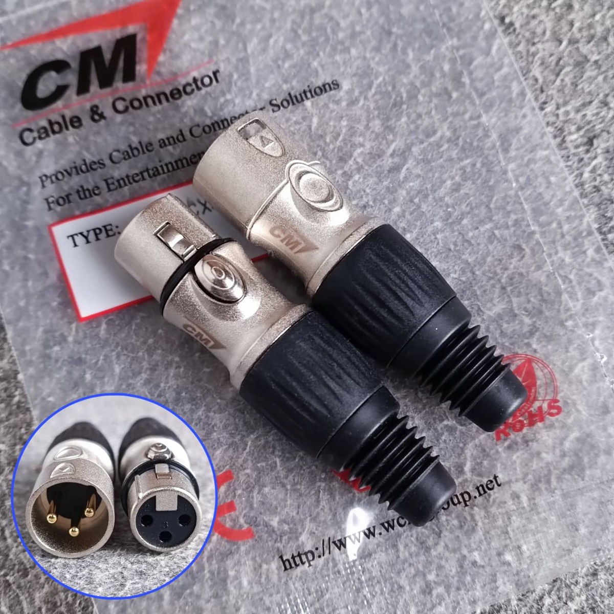 (1คู่ ผู้+เมีย) CM XLR ตัวผู้ + XLR ตัวเมีย CX3F + CX3M ปลั๊กแคนนอน ตัวผู้+ตัวเมีย สำหรับเข้าสาย เอไอ-ไพศาล