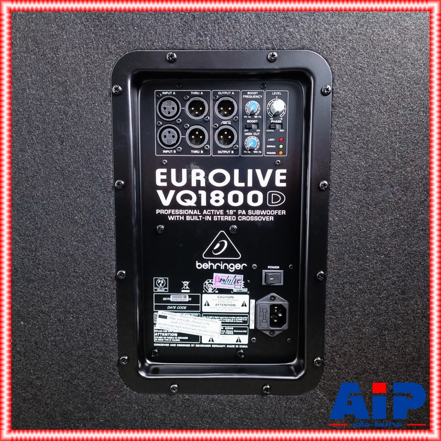 BEHRINGER VQ-1800D ตู้ลำโพง18ซับ+AMP ตู้ลำโพงซับวูฟเฟอร์ มีแอมป์ในตัว คลาส D และมีสเตอริโอ ครอสโอเวอร์ VQ 1800 D VQ1800D +++ เอไอ-ไพศาล