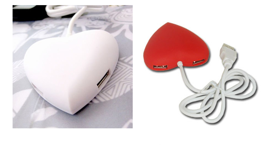 USB HUB 4 Ports ฮับ รูปหัวใจ มีสีขาว สีดำ และ สีแดง