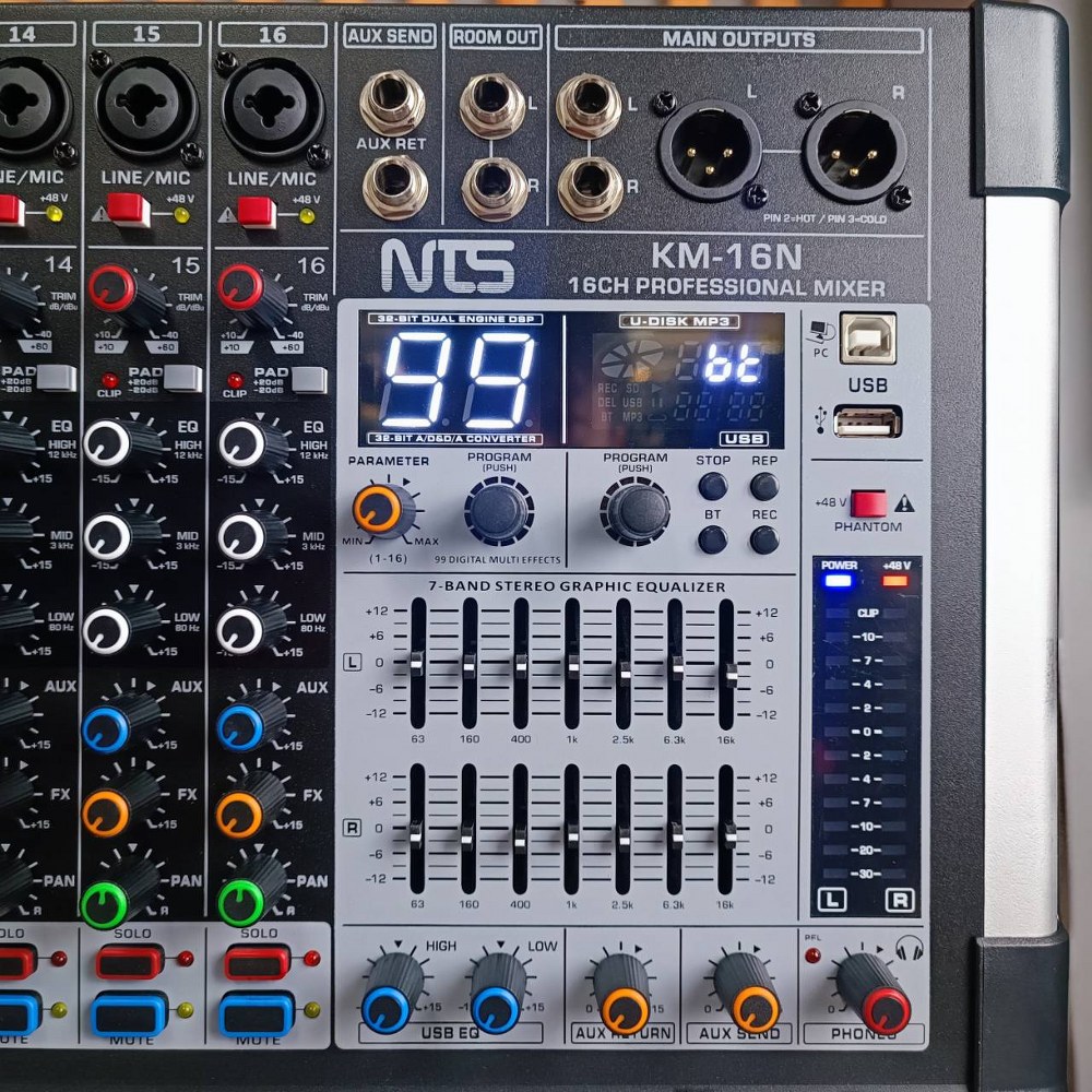 NTS KM-16N MIXER+EFX USB+บลูทูส เอ็นทีเอส มิกเซอร์อนาล็อก 16 ช่อง KM 16N KM16N เอไอ-ไพศาล