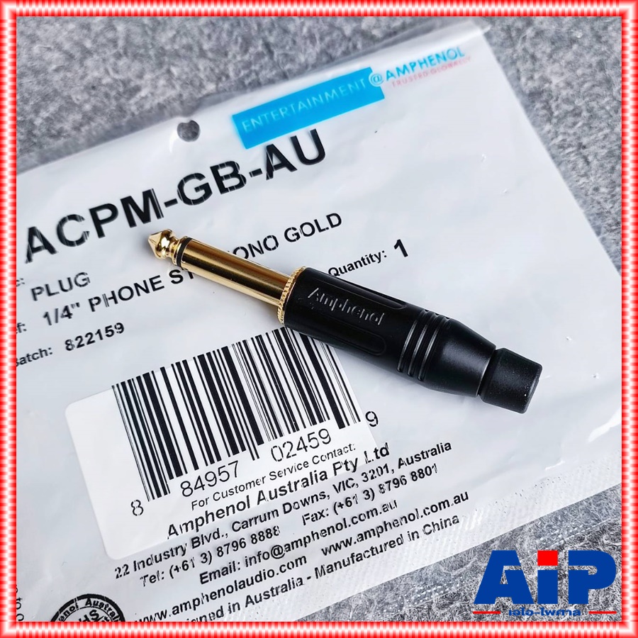 ด้ามดำ AMPHENOL ACPM-GB-AU phone โมโน ดำขั้วทอง ปลั๊กไมค์โมโน P.MIC MONO แจ็คไมค์โมโนผู้ ปลั๊กไมค์ขั้วทอง เอไอ-ไพศาล