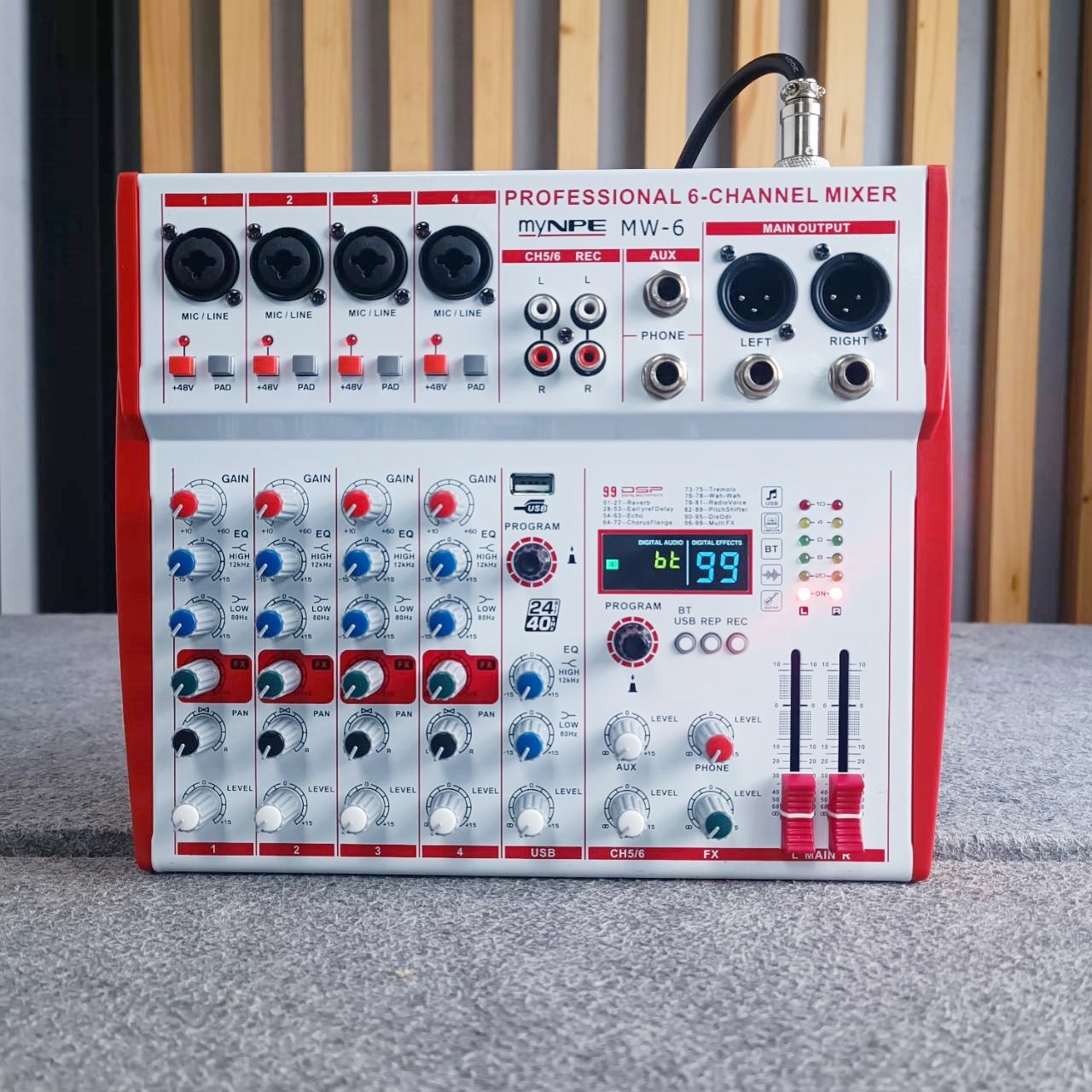 MYNPE MW-6 MIXER มิกเซอร์ 6 channel เอฟเฟคแท้ 99 DSP คาราโอเกะ อนาล็อก 4Mono 1St MW6 MW 6 เอไอ-ไพศาล