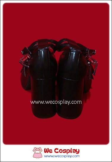 รองเท้าพังค์ สีดำผิวด้าน Six Straps Punk Shoes