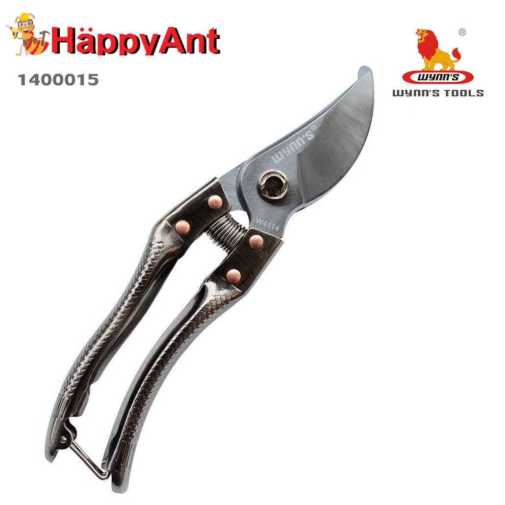 1400015 WYNN'S กรรไกรตัดกิ่งไม้ปากโค้ง ด้ามแสตนเลส W4114