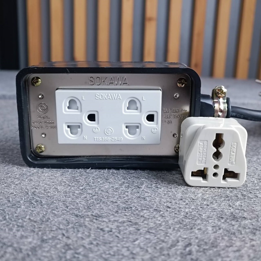 SOKAWA บล็อคยาง2x4 สาย10เมตร มอก. สายขนาด3x1.5MM ปลั๊กไฟ ปลั๊กพ่วง บล็อคยาง2ช่อง พร้อมสายไฟ เอไอ-ไพศาล